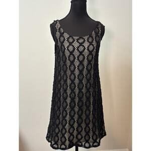 Final Touch Black Crochet Dress with Tan Liner